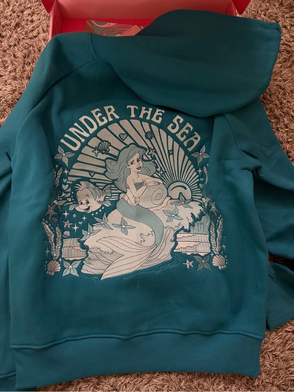 PINK PALM PUFF X Disney Under the Sea” Relaxed Hoodie in Deep Blue NWT